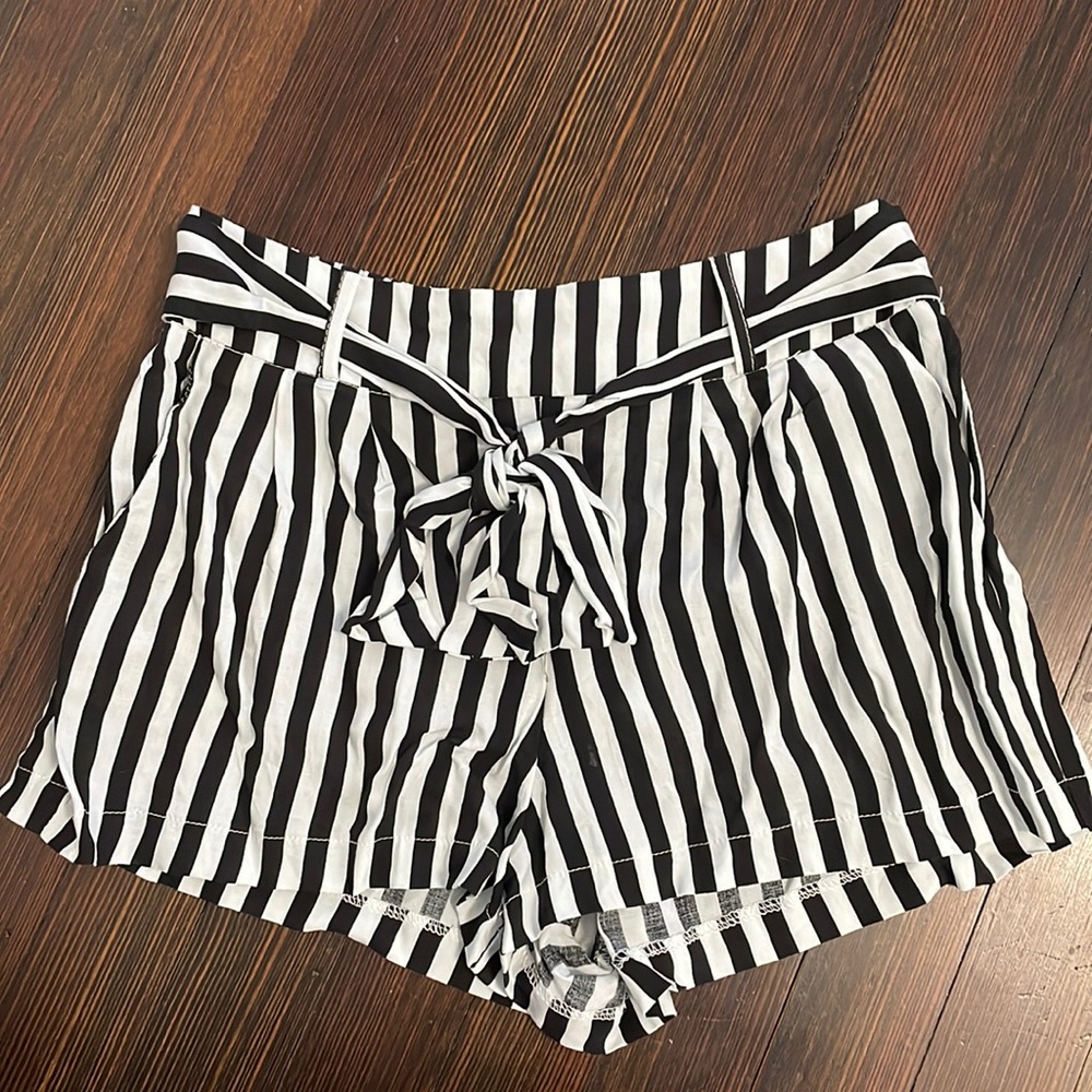 Striped fabric shorts
